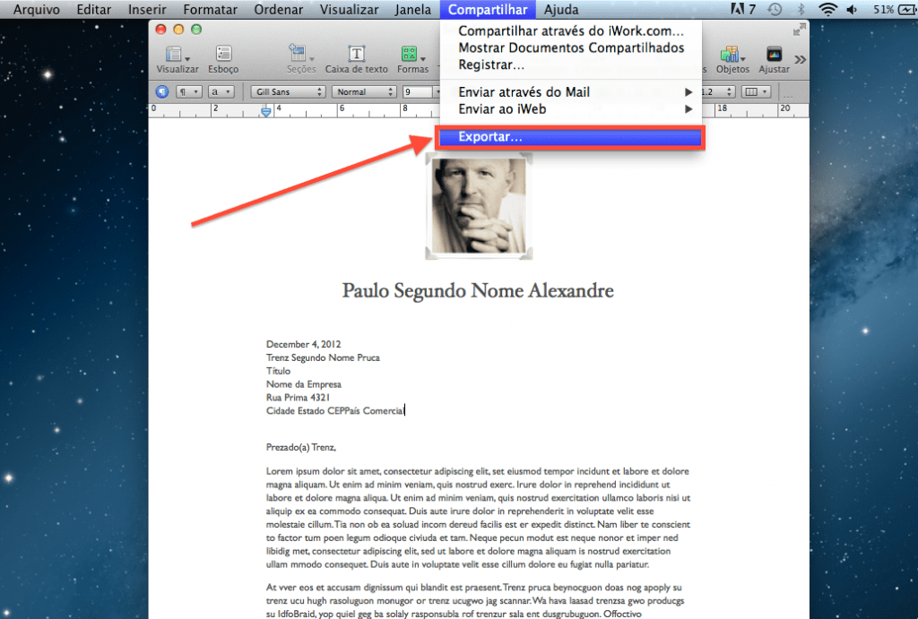 Como compartilhar arquivos no Pages