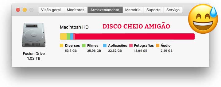 Espaco no HD do Macbook