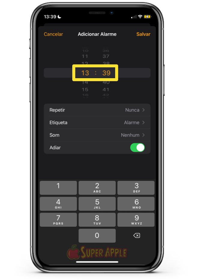  Teclado Numérico no App Alarme do iPhone