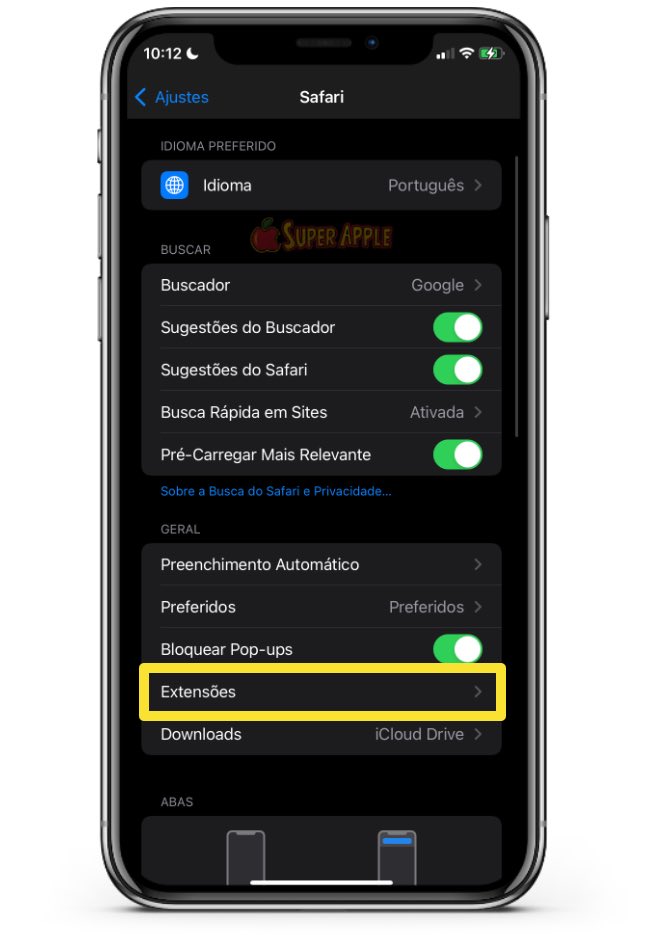 Extensões no Safari do iPhone