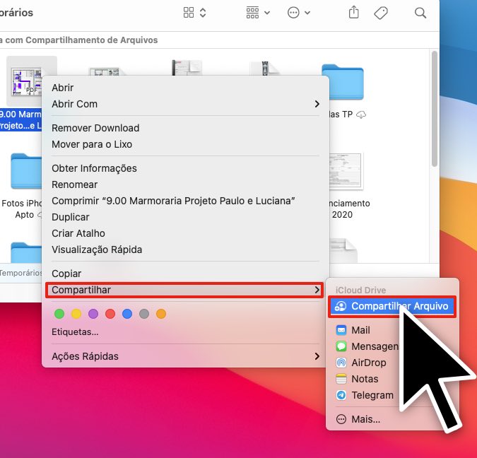 pastas no iCloud do iPhone