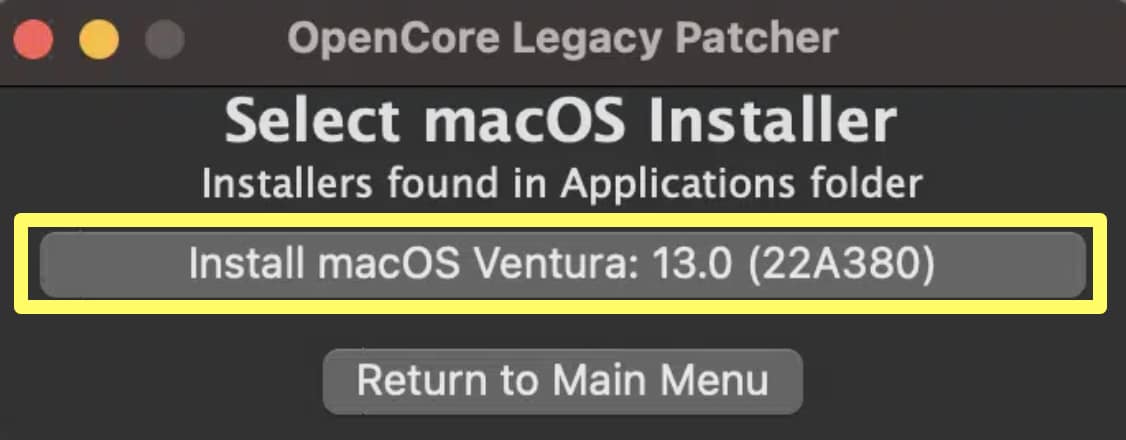 MacOS Ventura em Mac Antigo