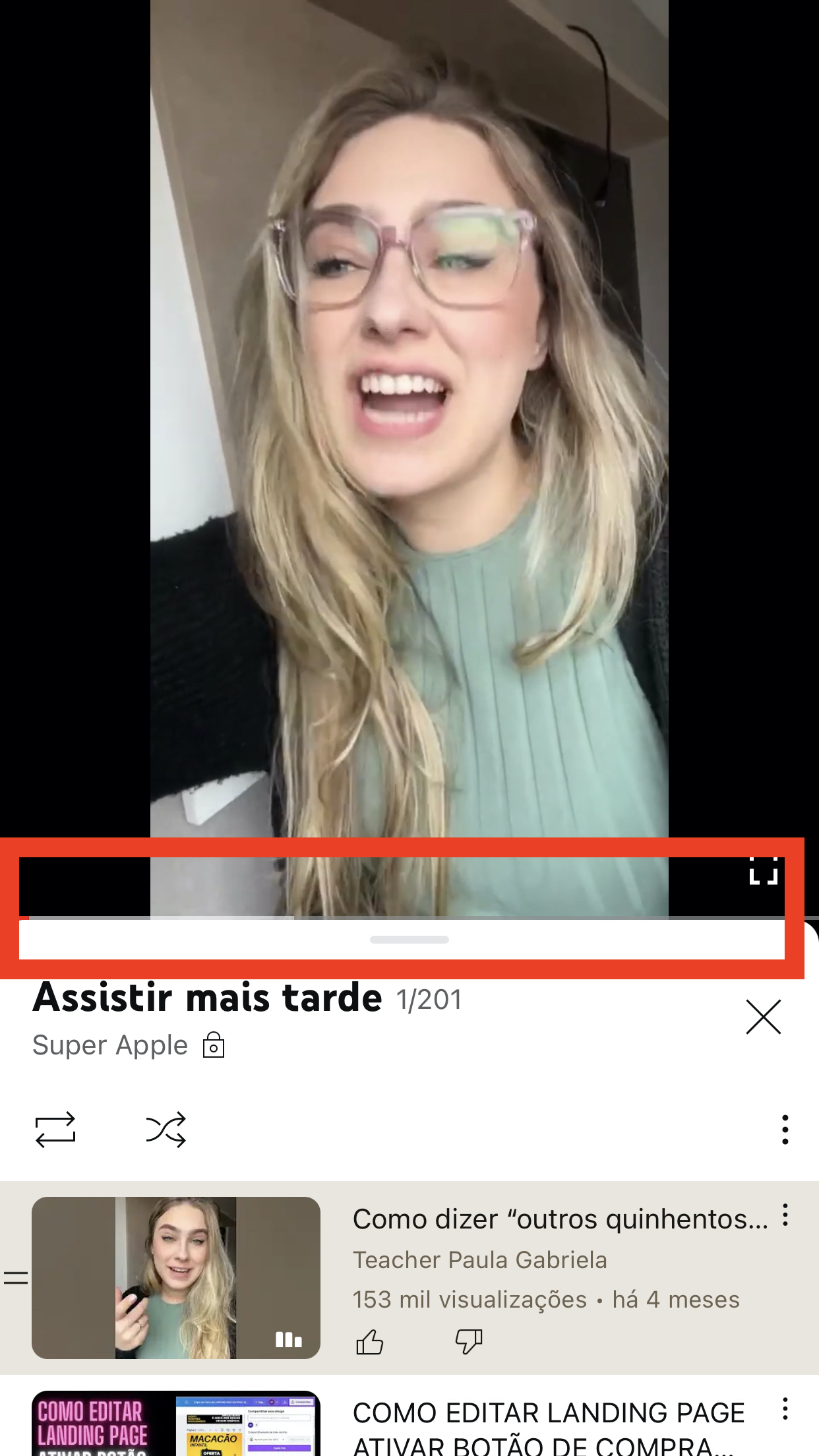 Shorts do Youtube do iPhone